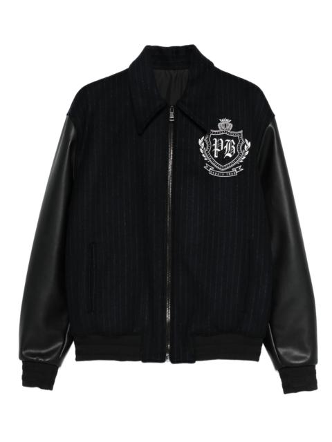 Balmain Balmain Pinstripe-print Panelled Bomber Jacket