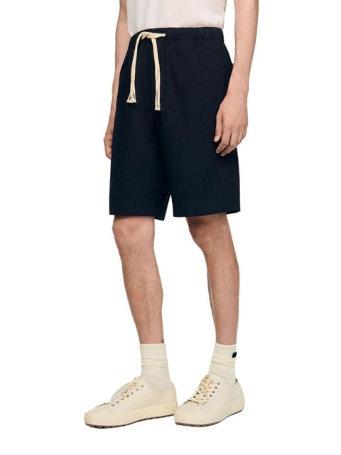 Sandro SANDRO Elasticated waist cotton shorts in Navy Blue at Nordstrom