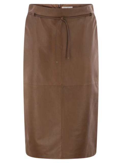 Max Mara Max Mara Women Mxmfantino - Lamb Leather Midi Skirt With Leather Belt