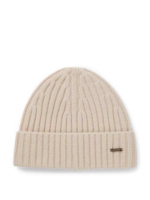 BOSS CASHMERE BEANIE HAT WITH RIBBING