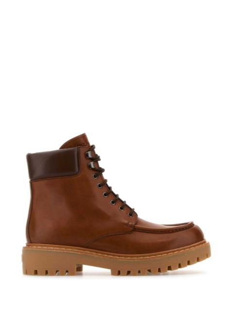 Prada Prada Men Caramel Leather Ankle Boots