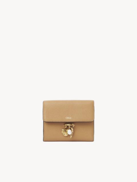 Chloé SMALL CHLOÉ CHARMS TRI-FOLD WALLET IN GRAINED LEATHER