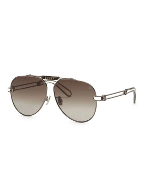 PHILIPP PLEIN Philipp Plein Men's Black Aviator Sunglasses SPP048M 0584