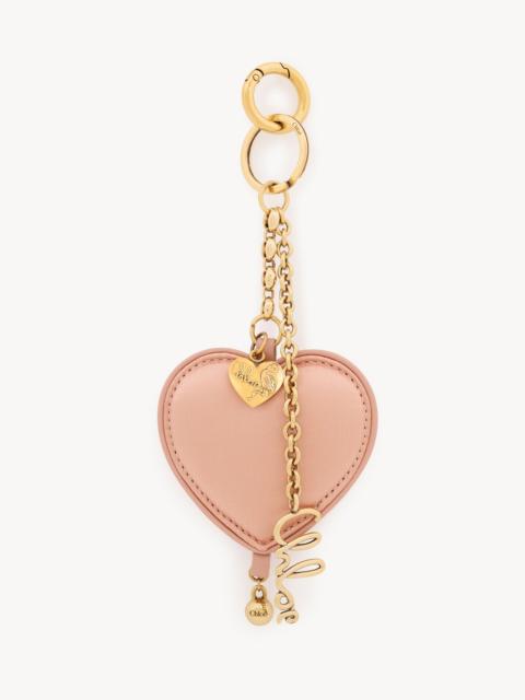 Chloé CHLOÉ SYMBOLS HEART KEY RING BAG CHARM IN SATIN & BRASS
