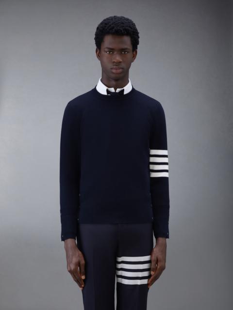 Thom Browne Navy Milano Stitch Fine Merino Wool 4-Bar Crew Neck Pullover