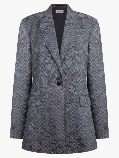 Dries Van Noten BAFTAN FLORAL MOTIF SINGLE BREAST JACKET | TURQUOISE