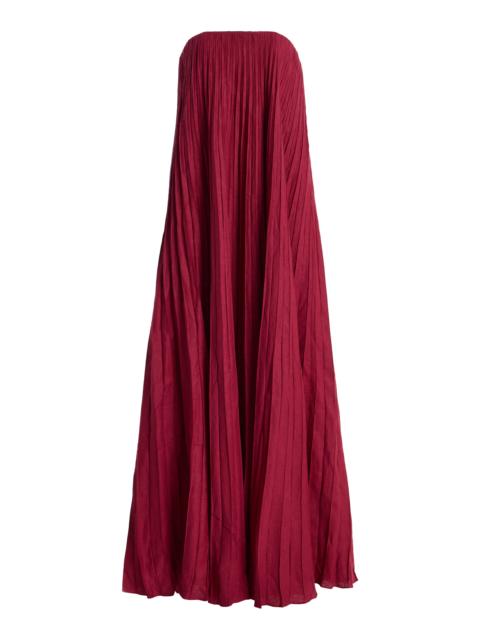 ANDRES OTALORA Exclusive Ritmo Pleated Linen Maxi Dress burgundy