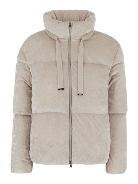 Herno Herno Women Beige Jacket With High Collar And Long Sleeves In Velvet Effect Fabric Woman