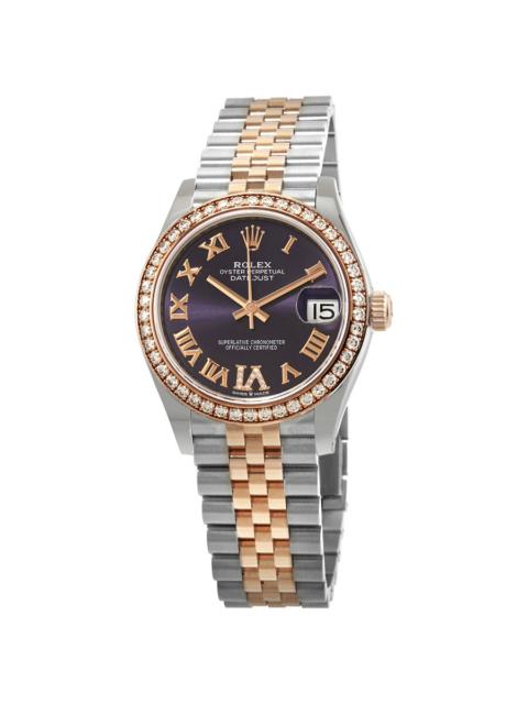 ROLEX Rolex Datejust 31 Aubergine Dial Automatic Ladies Steel and 18kt Everose Gold Jubilee Watch 278381AU