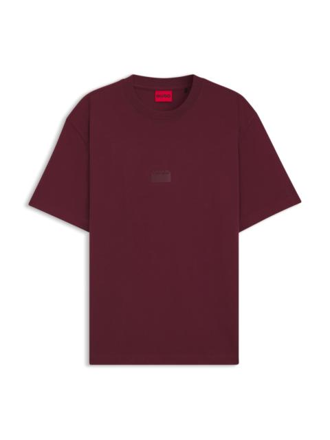 HUGO COTTON-JERSEY T-SHIRT WITH SPLIT LOGOS