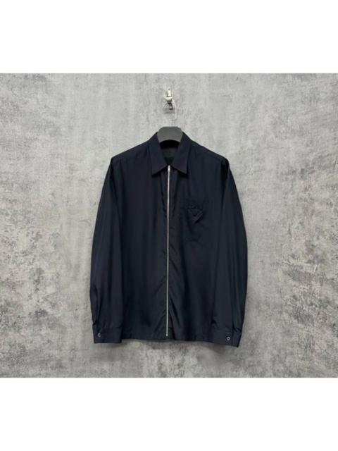 Prada Prada Mulberry Silk Zip-Up Jacket with Triangle Logo
