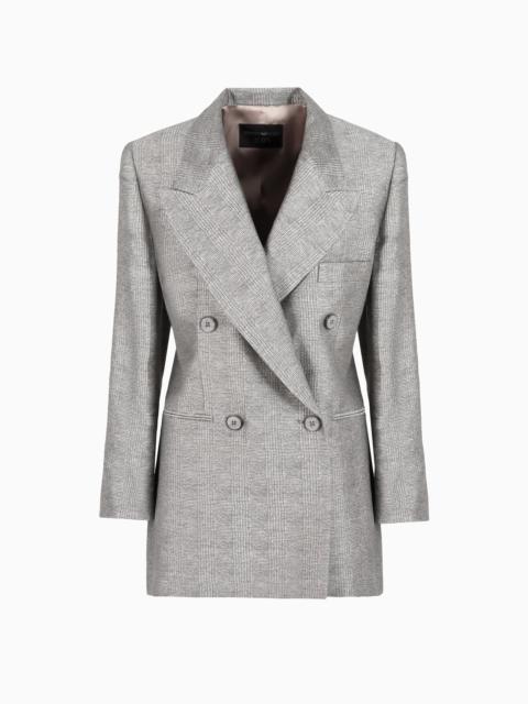 EMPORIO ARMANI Icon double-breasted, Prince of Wales check viscose blazer