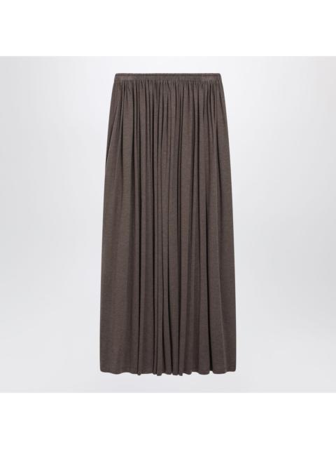 Max Mara Max Mara Long Pleated Skirt In Dark Khaki Lightweight Jersey Women