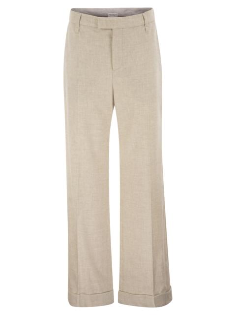 Brunello Cucinelli Brunello Cucinelli Women Virgin Wool And Cashmere Tailored Trousers With Turn-Up Hem