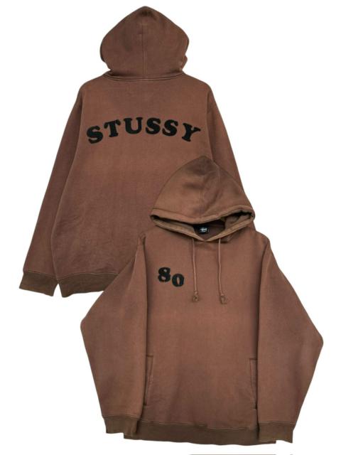 Vintage 90s Stussy 80 Spellout Logo Brown Baggy Hoodie