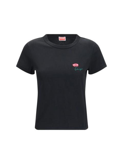 KENZO Kenzo Tulip Embroidered Cotton T-shirt Black