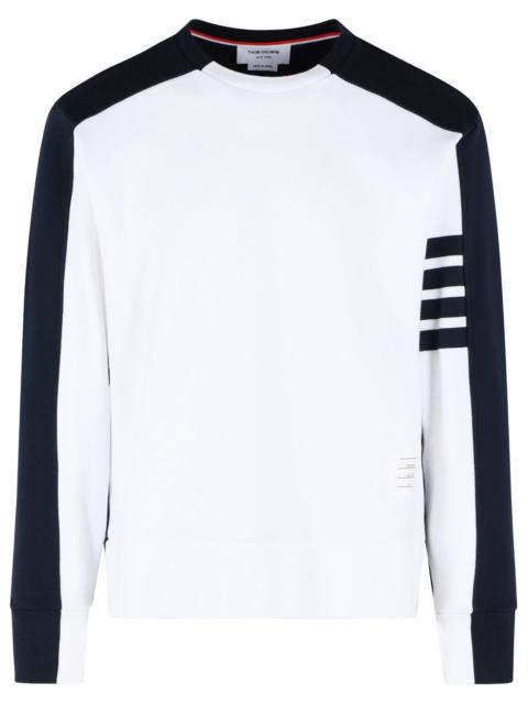 Thom Browne Thom Browne Colorblock 4 Bar White Blue Cotton Sweatshirt