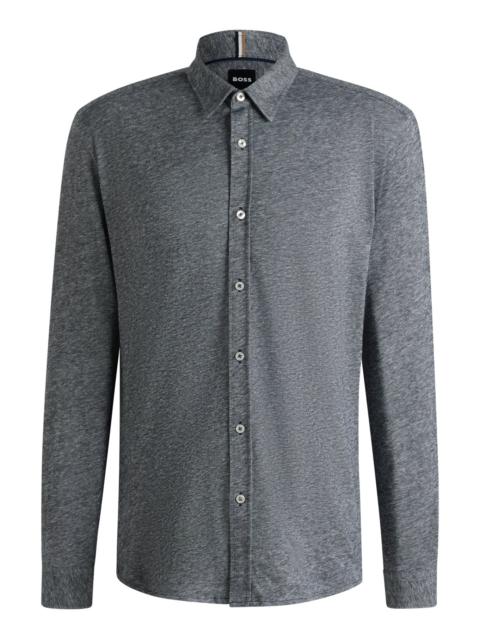 BOSS SLIM-FIT SHIRT IN SLUB COTTON-LINEN JERSEY