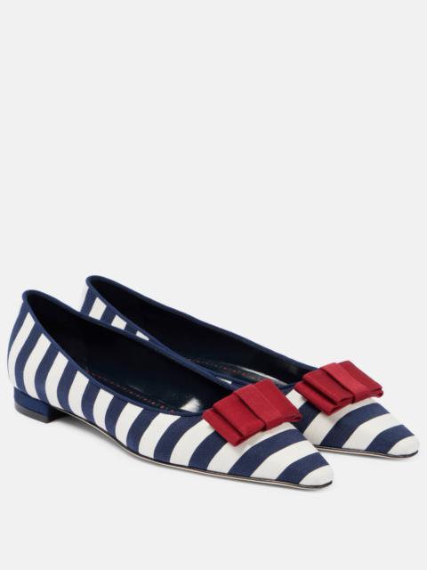 Manolo Blahnik Reador bow-detail striped ballet flats