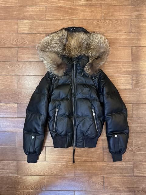 DSQUARED2 Dsquared 2 Black Full Leather Mink Fur Hooded Down Jacket