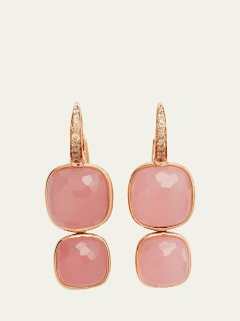 Pomellato Nudo 18K Rose Gold Rose Quartz Brown Diamond Pendant Earring