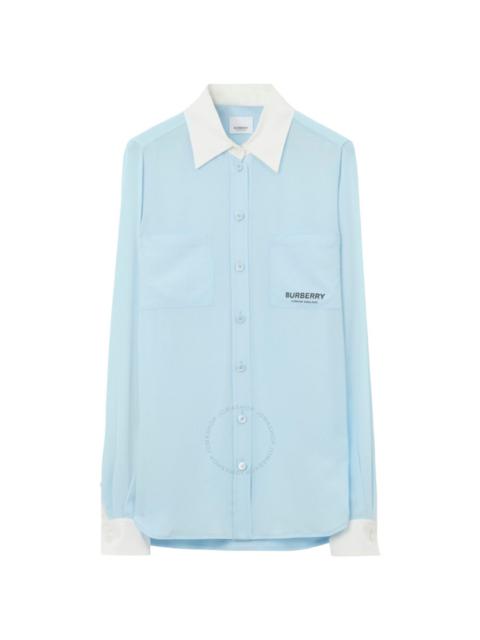 Burberry Anette Contrast Trim Silk Shirt