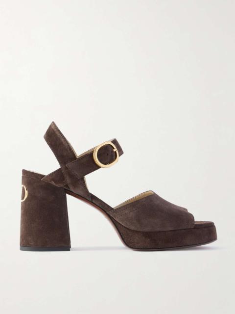 VLogo 95 suede platform sandals Chocolate