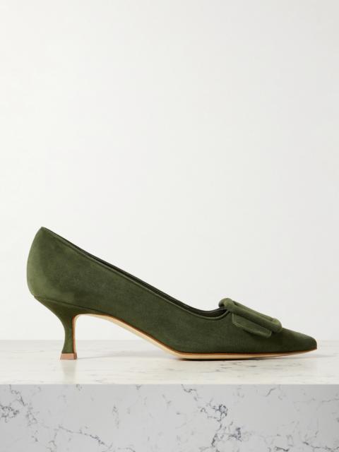 Manolo Blahnik Maysale 50 Buckled Suede Pumps