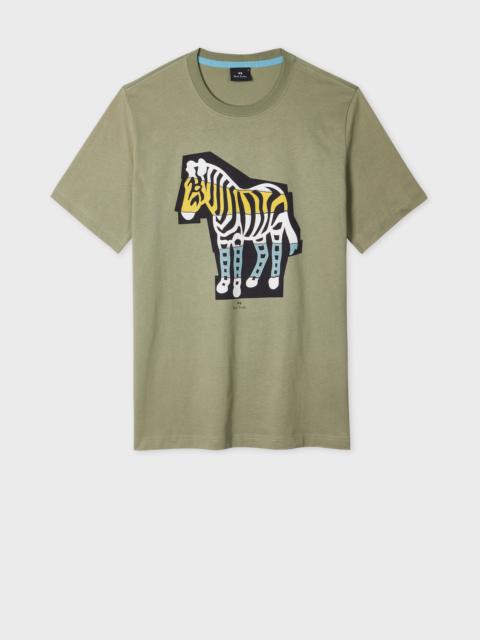 Paul Smith Khaki 'Zebra Cutout' Print T-Shirt