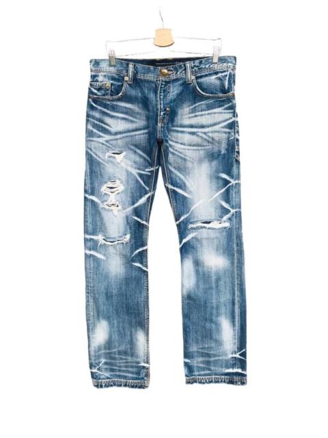 Other Designers PLAG PLAG by Tete Homme Issey Miyake distressed jean Herringbone Thunderstorm faded wash Low-Rise St