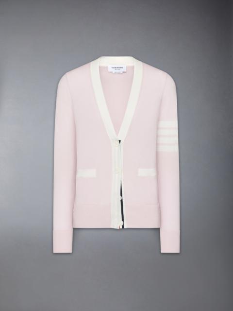 Thom Browne FINE MERINO WOOL 4-BAR RELAXED FIT V NECK CARDIGAN