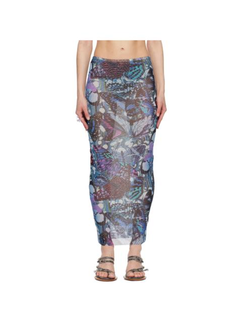 Jean Paul Gaultier White & Blue Flower Body Morphing Maxi Skirt