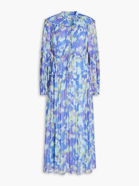 DIANE VON FURSTENBERG Link tiered printed plissé-chiffon midi dress