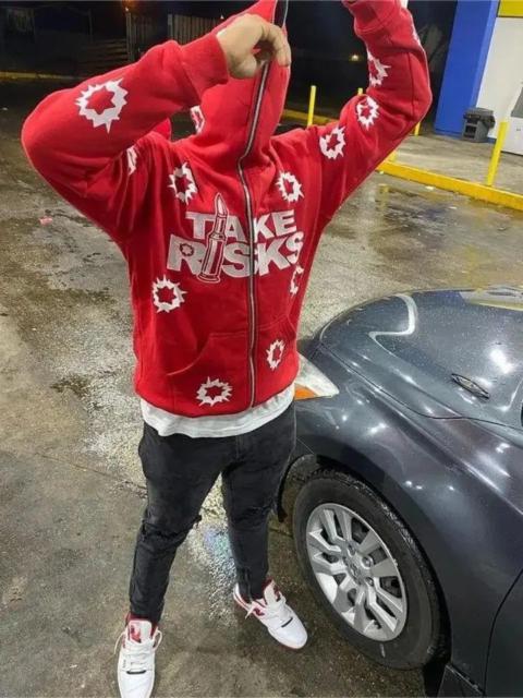 Streetwear - Grunge Take Risk Zip Up Graphic Full Hoodies