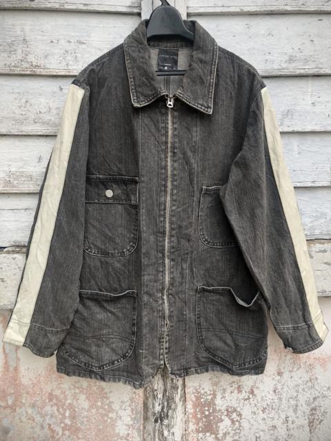 Other Designers Japanese Brand - Innervation Leather Trim Side Tape Denim Jacket