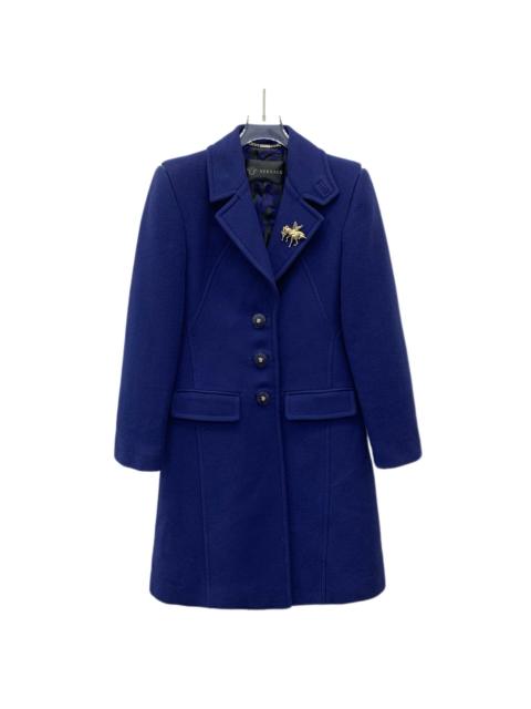 VERSACE Versace Wool Single-Breasted Long Sleeve Coat Jacket Navy Blue