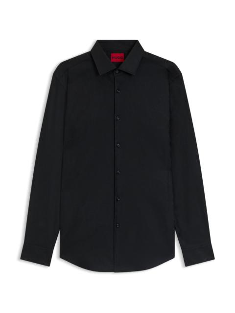HUGO SLIM-FIT SHIRT IN COTTON WITH A STACKED-LOGO JACQUARD