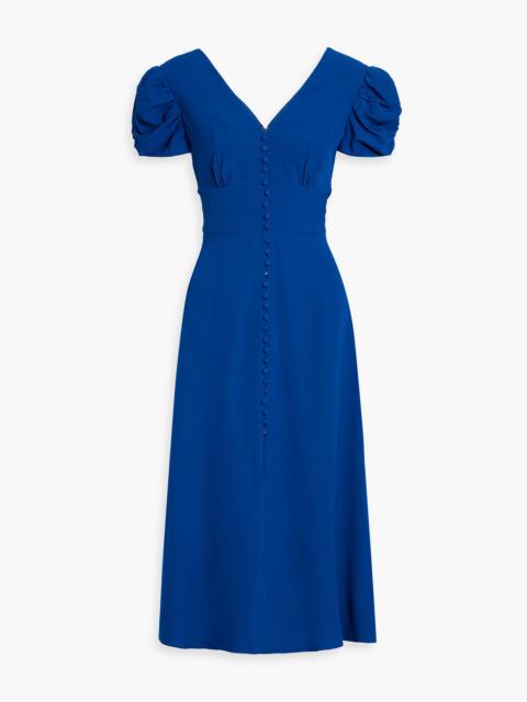 SALONI Margot ruched crepe midi dress