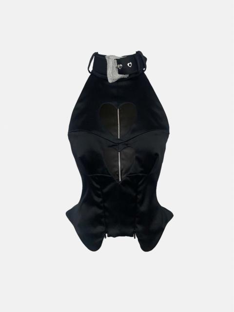 POSTER GIRL HEARTIE TANK TOP BLACK SATIN