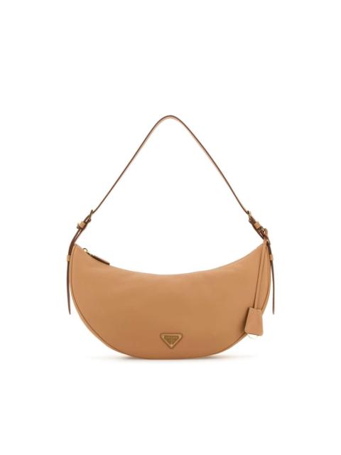 Prada Peach Leather Large Prada Demi-Lune Crossbody Bag
