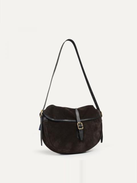 Bleu de Chauffe MARGOT HALF MOON FISHERMAN'S BAG  -  DARK BROWN