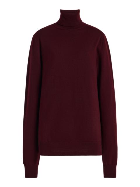The Frankie Shop Eve Thin Wool Turtleneck Sweater burgundy