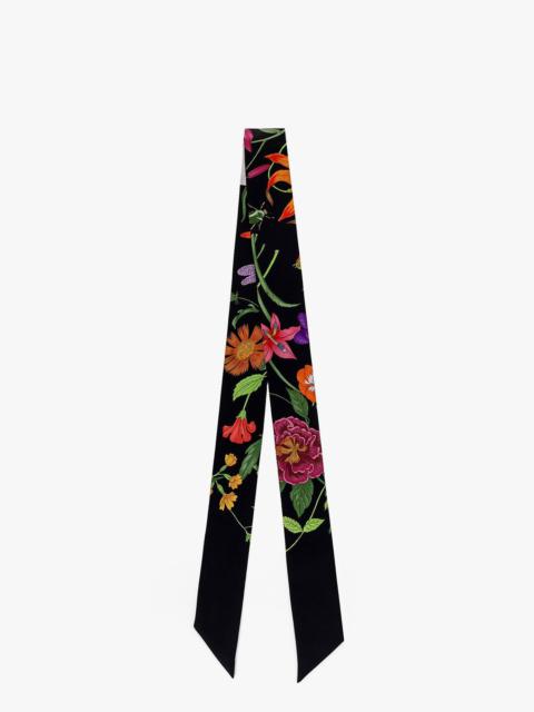 Gucci Gucci Flora Printed Silk Twill Neck Bow