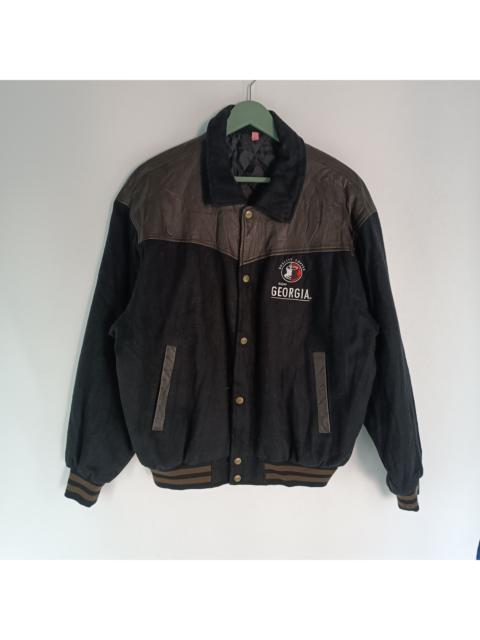 Other Designers VINTAGE GEORGIA COFFEE WOOL VARSITY JACKET