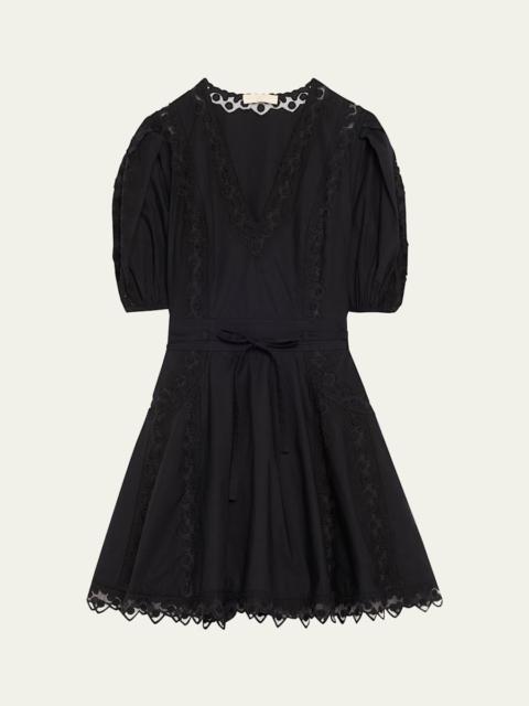 ULLA JOHNSON Camila Short-Sleeve Mini Dress