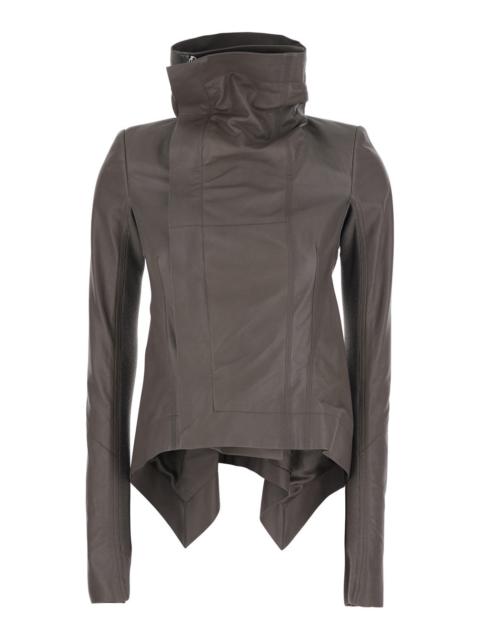 Rick Owens Rick Owens Women 'Naska' Grey Jacket With Oversize High Neck In Leather Woman