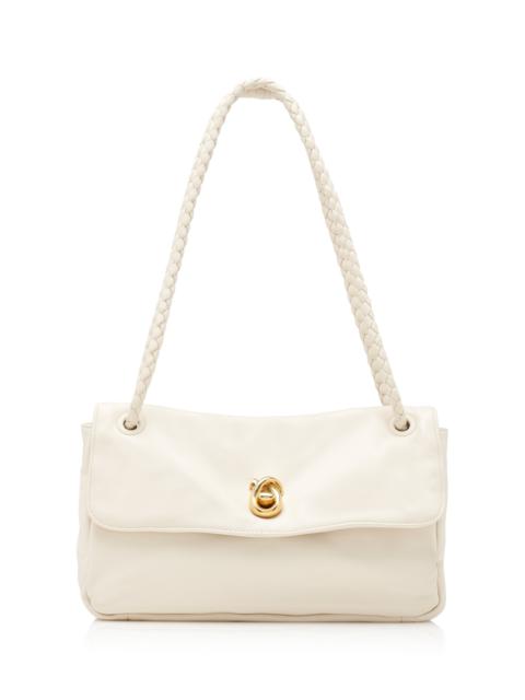 Bottega Veneta Knot Lock Leather Shoulder Bag white