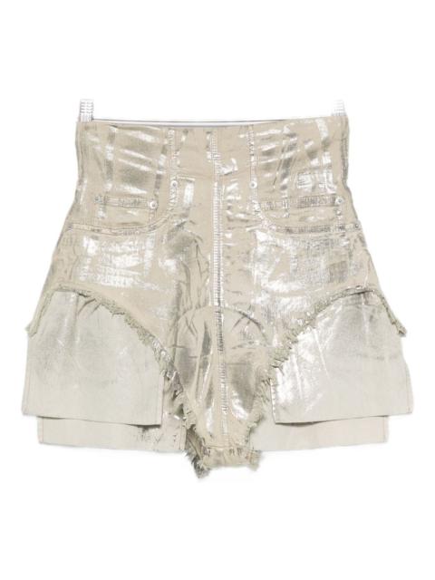 Rick Owens DRKSHDW metallic frayed shorts