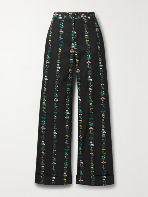 ADAM LIPPES Deeda Floral-print Cotton-blend Twill Straight-leg Pants