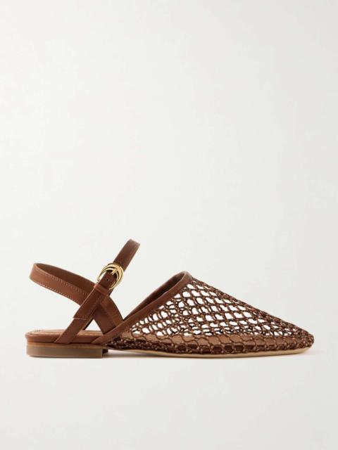Rete crocheted and leather sandals Tan
